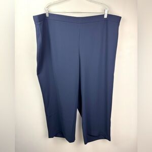 Talbots Women Ponte Cropped Wide Leg Pant Navy Pull-On Elastic Waist Trouser 24W